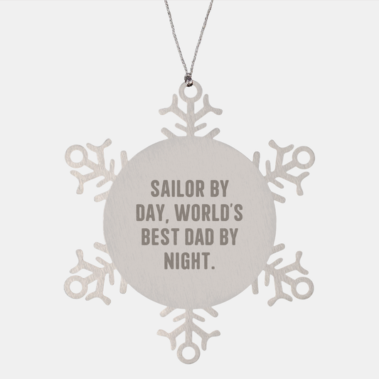 Sailor Snowflake Ornament Gifts from Men to World's Best Dad By Night, Funny Snowflake Decor for Christmas - Image 1