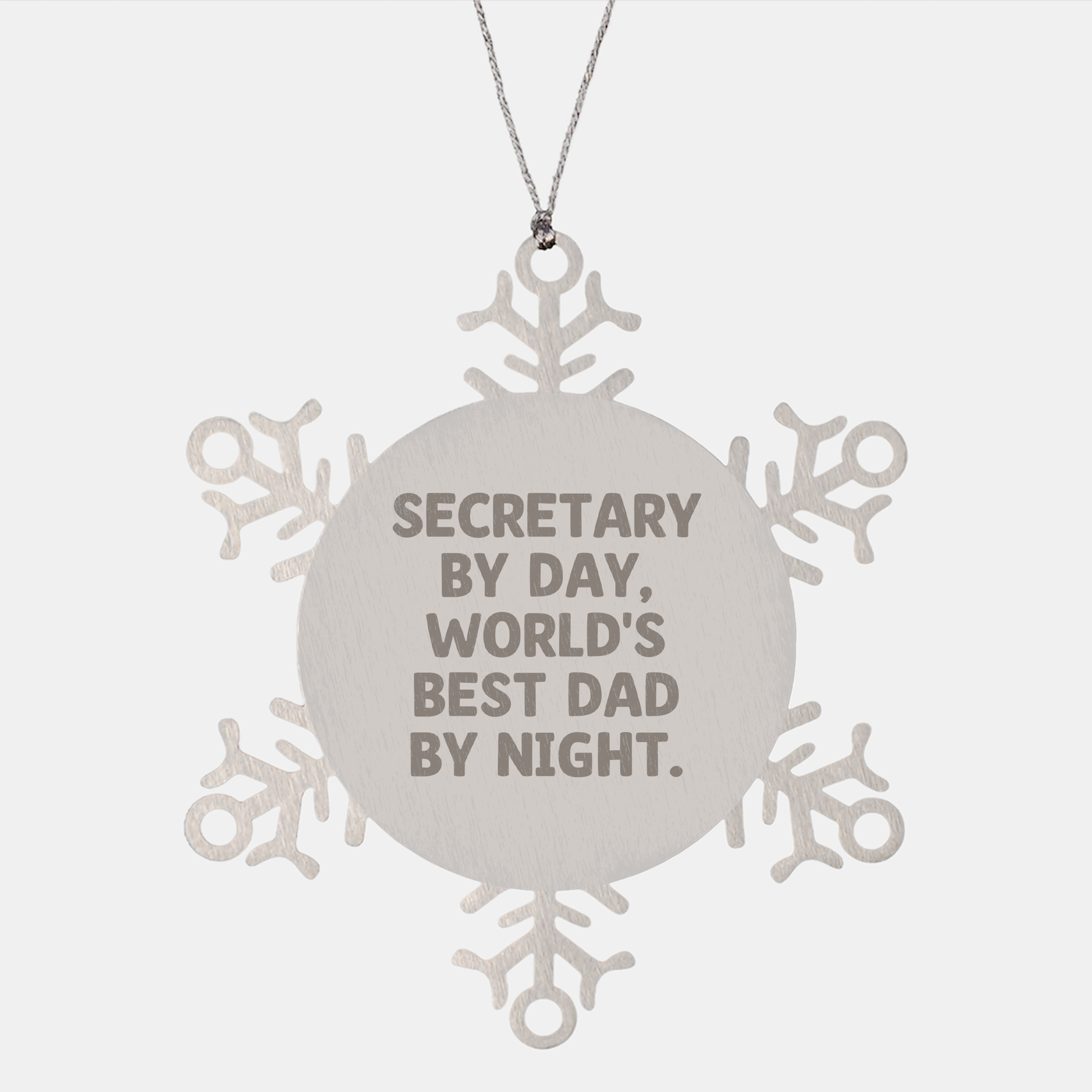 Secretary by Day, World's Best Dad by Night - Funny Snowflake Ornament Gifts from Men to Secretaries for Christmas - Image 1