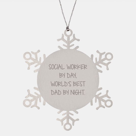 Social Worker Gifts, Funny Snowflake Ornament, Christmas Unique Presents from Dad, Gifts for Social Worker Men - Image 1