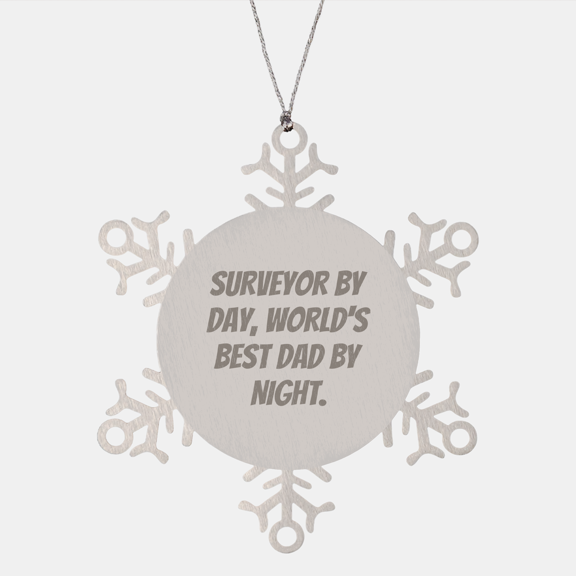 Surveyor Gifts, Snowflake Ornaments for Friends, Family, and Coworkers - 'Surveyor By Day, World's Best Dad By Night.' - Image 1