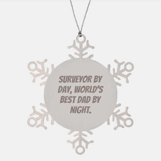 Surveyor Gifts, Snowflake Ornaments for Friends, Family, and Coworkers - 'Surveyor By Day, World's Best Dad By Night.' - Image 1