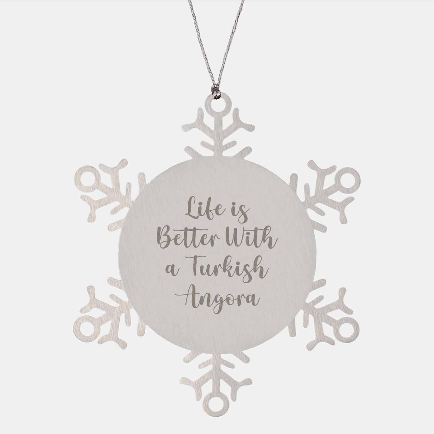 Gifts from Friends for Turkish Angora Cat Lovers - Life is Better with a Turkish Angora, Snowflake Ornament, Christmas Unique Finds - Victory Thru Vision 