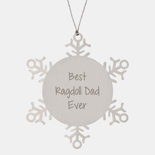 Ragdoll Cat Dad Snowflake Ornament Gifts from Dad for Christmas, Funny Quote Best Ragdoll Dad Ever Snowflake Ornament, Shatterproof Stainless Steel Ornament - Image 1