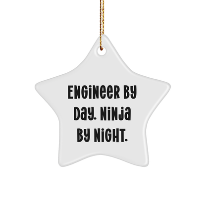 Funny Engineer Gifts, Star Ornament for Men, Women, Friends, Coworkers, Family, Engineer by Day, Ninja by Night., Unique Christmas Unique Gifts - Victory Thru Vision 