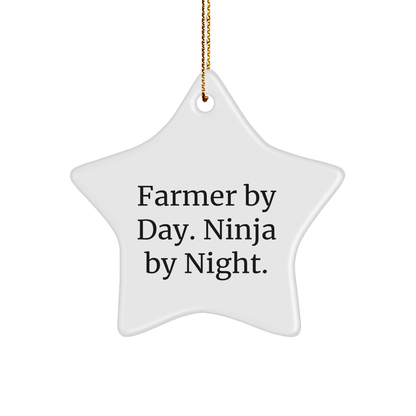 Farmer Gifts from Men, Gifts for Farmer By Day. Ninja By Night., Star Ornament Christmas Unique - Victory Thru Vision 
