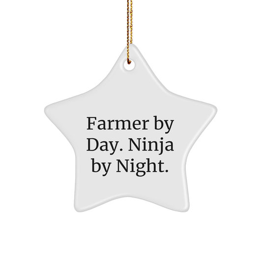 Farmer Gifts from Men, Gifts for Farmer By Day. Ninja By Night., Star Ornament Christmas Unique - Victory Thru Vision 