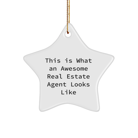 This Is What An Awesome Real Estate Agent Looks Like, Star Ornament Gifts from Family, 'This Is What An Awesome Real Estate Agent Looks Like' Real Estate Agent Gifts for Christmas - Image 1