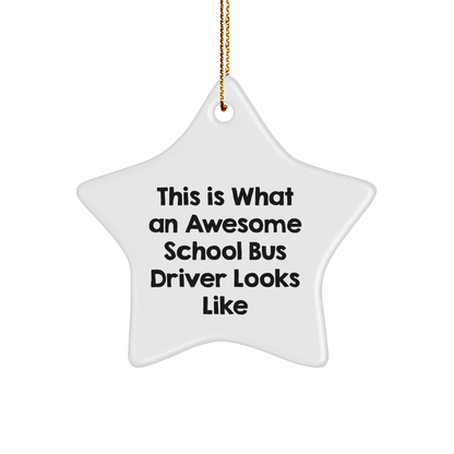 School Bus Driver Gifts from Friends - This Is What An Awesome School Bus Driver Looks Like Star Ornament, Christmas Unique Gifts for School Bus Driver - Image 1