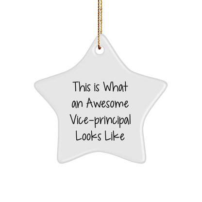 Funny Vice-Principal Gifts from Friends and Family, 'This Is What An Awesome Vice-Principal Looks Like' Star Ornament for Vice-Principal, Christmas Unique Gifts - Image 1