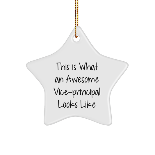 Funny Vice-Principal Gifts from Friends and Family, 'This Is What An Awesome Vice-Principal Looks Like' Star Ornament for Vice-Principal, Christmas Unique Gifts - Image 1