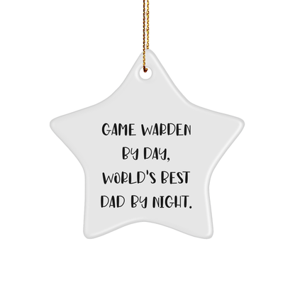 Game Warden Gifts by Day, Star Ornament by Night - Funny Christmas Unique Gift for Him - 'Game Warden By Day, World's Best Dad By Night.' - Gifts from Dad to Game Warden - Image 1