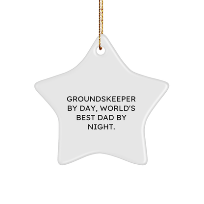 groundskeeper Star Ornament, Funny Gifts from Men to Men, 'groundskeeper By Day, World's Best Dad By Night.' for Christmas - Image 1