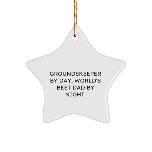 groundskeeper Star Ornament, Funny Gifts from Men to Men, 'groundskeeper By Day, World's Best Dad By Night.' for Christmas - Image 1