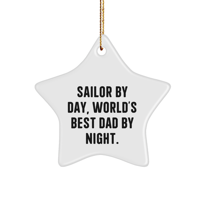 Sailor Gifts from Men to World's Best Dad By Night - Sailor Star Ornament for Christmas - Victory Thru Vision 
