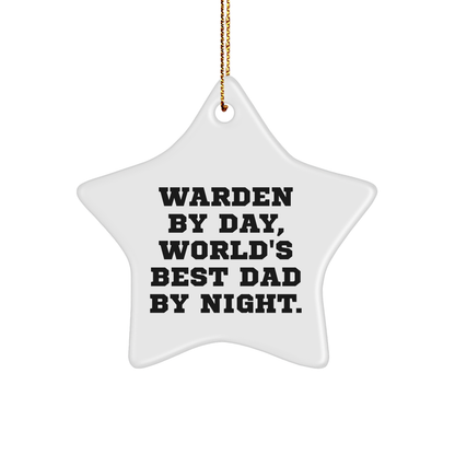 Warden Gifts, Star Ornament, Funny Quote, Christmas Unique Gifts from Men to Warden - Victory Thru Vision 