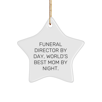 Funeral Director Gifts by Day, World's Best Mom by Night, Christmas Star Ornament, Gifts from Men to Funeral Director, Unique Christmas Unique Gifts - Victory Thru Vision 