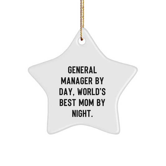 General Manager Gifts by Day, Star Ornament by Night - Funny Christmas Ornaments for General Manager, Gifts from Friends, Gifts for General Manager - Image 1