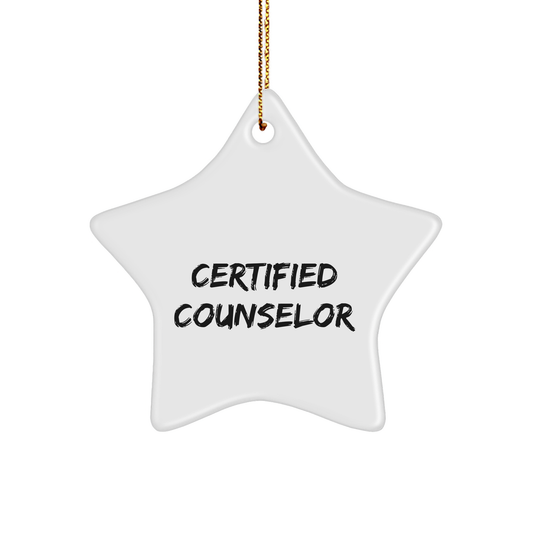 Gifts from Friends for Certified Counselor Funny Star Ornament, Counselor Gifts for Christmas, Inspirational Quote White Star Ornament, Durable MDF Material - Image 1
