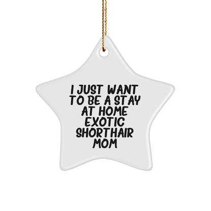 Funny Exotic Shorthair Cat Mom Christmas Unique Gifts from Friends to Family Star Ornament, I Just Want To Be A Stay At Home Exotic Shorthair Mom Inspired - Victory Thru Vision 