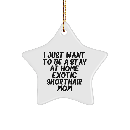 Funny Exotic Shorthair Cat Mom Christmas Unique Gifts from Friends to Family Star Ornament, I Just Want To Be A Stay At Home Exotic Shorthair Mom Inspired - Victory Thru Vision 
