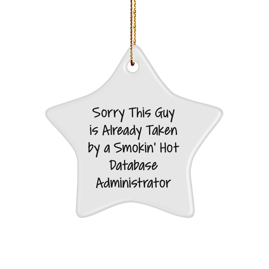 Funny Database Administrator Gifts, Sorry This Guy Is Already Taken By A Smokin' Hot Star Ornament for Christmas, Gifts from Men to Friends - Victory Thru Vision 
