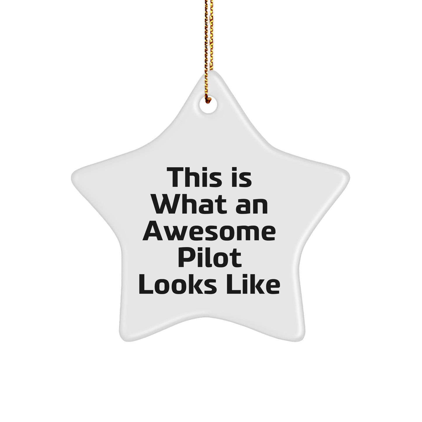 Funny Pilot Gifts from Men to Friends - Star Ornament with Quote 'This Is What An Awesome Pilot Looks Like' for Christmas Unique Gifts for Him - Victory Thru Vision 