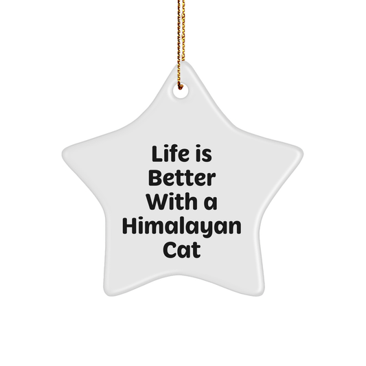 Himalayan Cat Lover's Star Ornament, Gifts from Family to Friends, Life Is Better Quote, Christmas Unique Gifts - Victory Thru Vision 
