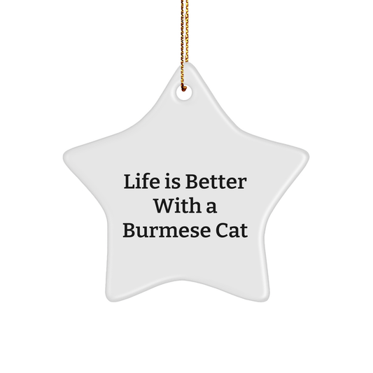 Burmese Cat Lovers' Christmas Unique Gift, 'Life Is Better With A Burmese Cat' Star Ornament, Gifts from Friends to Family - Victory Thru Vision 