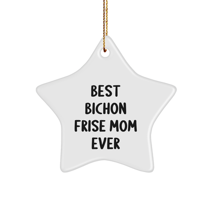Bichon Frise Dog Gifts from Best Bichon Frise Mom Ever, Star Ornament for Christmas, 'Best Mom Ever' Quote - Victory Thru Vision 