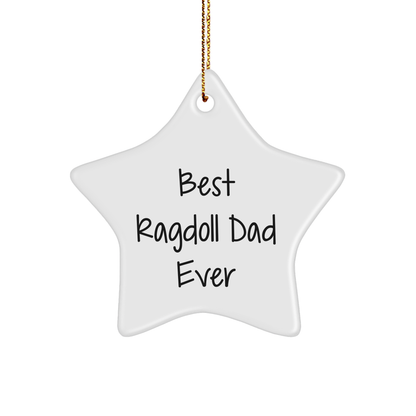 Ragdoll Cat Dad Christmas Unique Gift, Best Ragdoll Dad Ever Star Ornament, Unique Christmas Unique Gift for Men, White Star Shaped MDF Ornament - Image 1