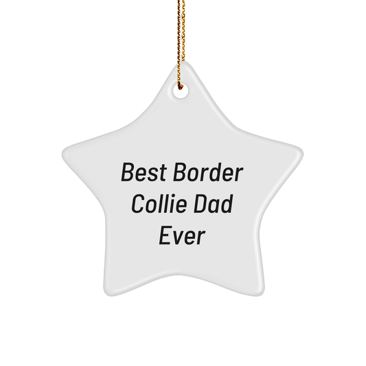 Funny Border Collie Dog Gifts, Best Dad Ever Star Ornament, Gifts from Family for Border Collie Dog Lovers at Christmas Unique Gifts - Victory Thru Vision 