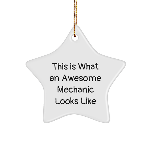 Mechanic Gifts from Friends - Christmas Star Ornament with Quote 'This Is What An Awesome Mechanic Looks Like' - Unique Gifts for Mechanic Men or Women - Victory Thru Vision 