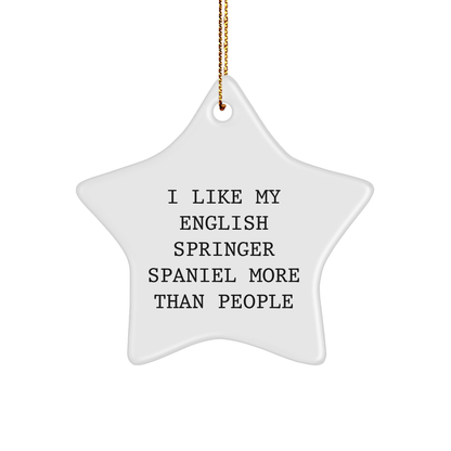 English Springer Spaniel Dog Love, Star Ornament Gifts for Men, Women, Family, Friends from I Like My English Springer Spaniel More Than People - Victory Thru Vision 