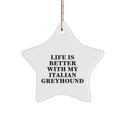 Italian Greyhound Dog Star Ornament, Funny Quote Gift for Italian Greyhound Dog Lovers, Christmas Unique Gifts from Friends, Family, or Coworkers - Victory Thru Vision 