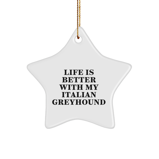 Italian Greyhound Dog Star Ornament, Funny Quote Gift for Italian Greyhound Dog Lovers, Christmas Unique Gifts from Friends, Family, or Coworkers - Victory Thru Vision 