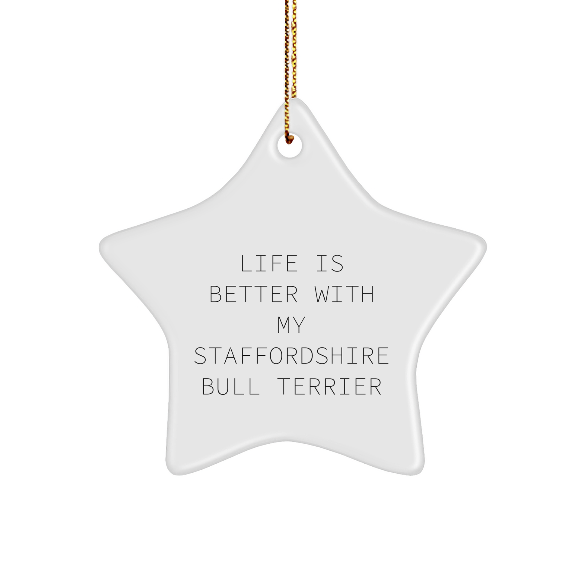 Staffordshire Bull Terrier Dog Lovers Gift, Funny Star Ornament for Christmas from Family, Friends or Coworkers - Victory Thru Vision 