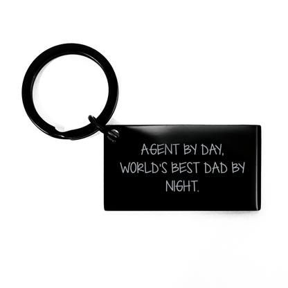 Agent By Day, Gifts from Dad By Night, Keychain for Graduation, Funny Quote - Victory Thru Vision