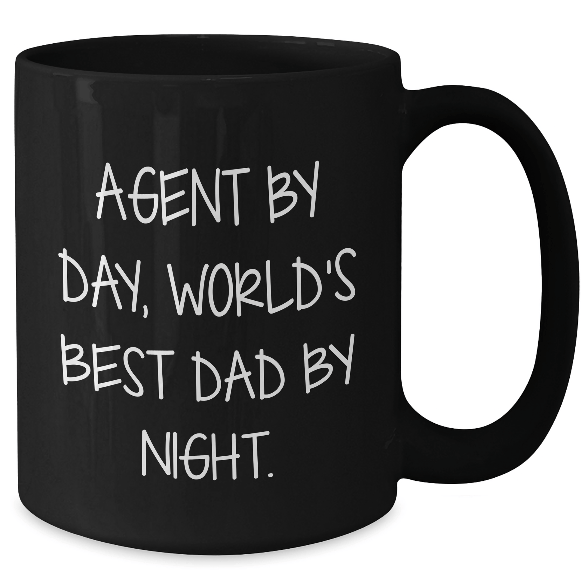 Agent By Day, World's Best Dad By Night Funny Graduation Gifts from Dad to Agent, Black Coffee Mug - Victory Thru Vision