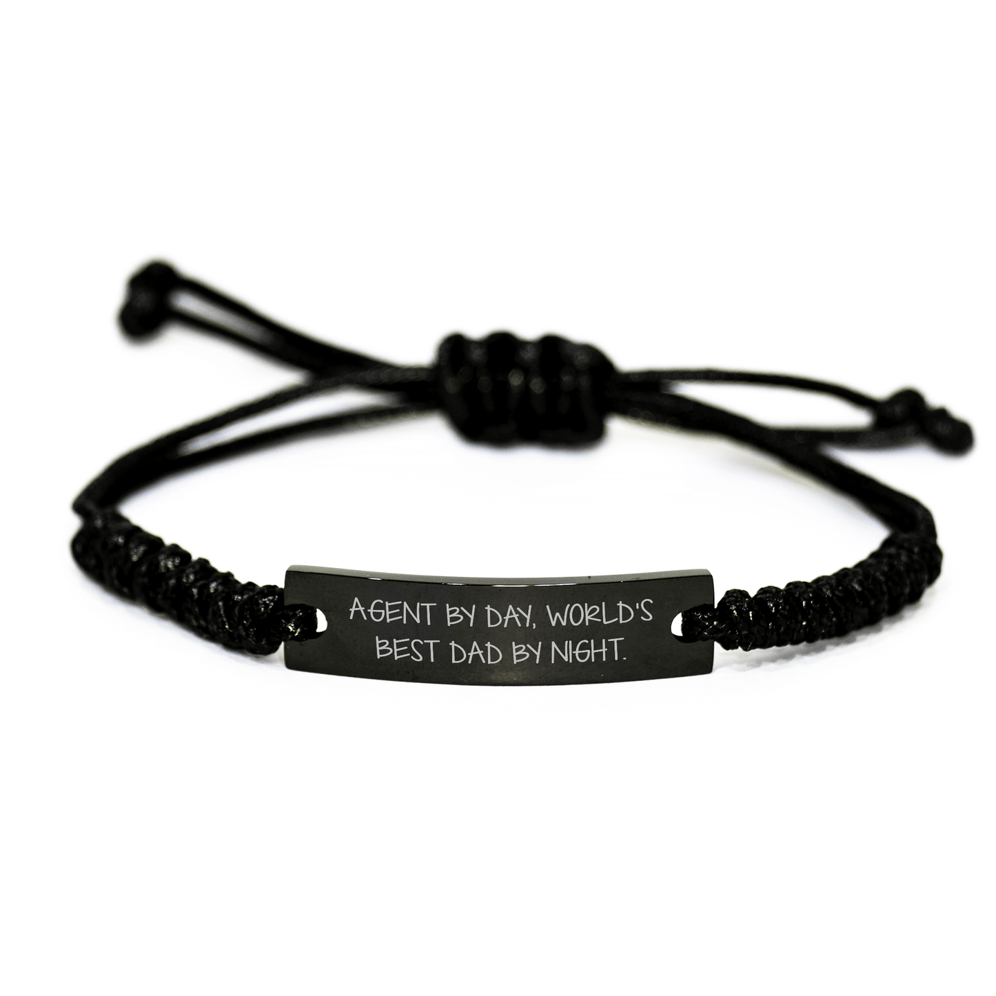 Agent By Day, World's Best Dad By Night. Funny Rope Bracelet Gifts for Agent by Friends, Family, Coworkers - Adjustable Graduation Unique Gifts - Victory Thru Vision