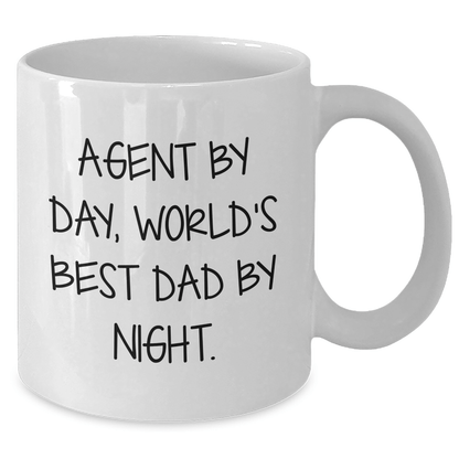 Agent By Day, World's Best Dad By Night. Funny White Coffee Mug Gifts from Mom, Graduation Unique', - Victory Thru Vision