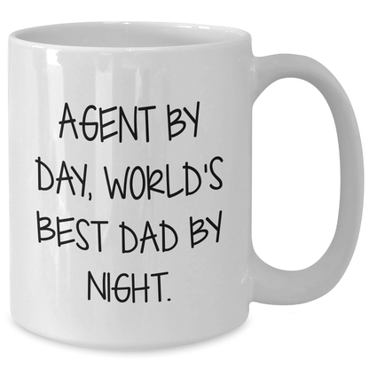 Agent By Day, World's Best Dad By Night. Funny White Coffee Mug Gifts from Mom, Graduation Unique', - Victory Thru Vision