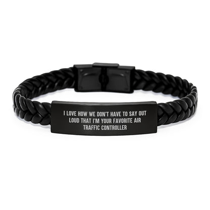 Air Traffic Controller Gifts, Funny Quote Interlaced Leather Bracelet, Gifts from Men to Air Traffic Controller Friends, Unique Graduation Gifts for Men - Victory Thru Vision