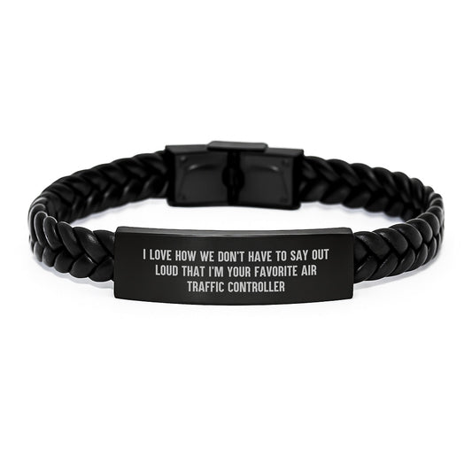 Air Traffic Controller Gifts, Funny Quote Interlaced Leather Bracelet, Gifts from Men to Air Traffic Controller Friends, Unique Graduation Gifts for Men - Victory Thru Vision