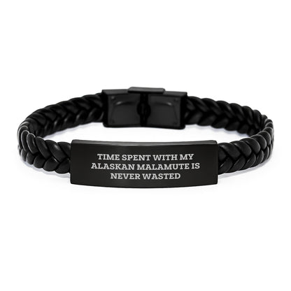 Alaskan Malamute Dog Lovers' Timeless Interlaced Leather Bracelet Gifts from Friends - Family, Inspirational Quote - Birthday Unique Presents for Her - Him - Victory Thru Vision