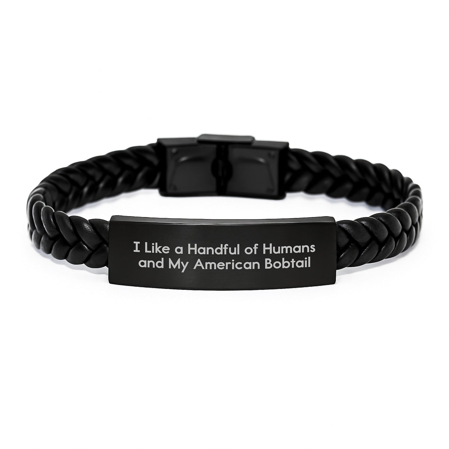 American Bobtail Cat Gifts, Funny Quote Interlaced Leather Bracelet, Gifts from Friends for American Bobtail Cat Lovers, Graduation Unique Gifts - Victory Thru Vision