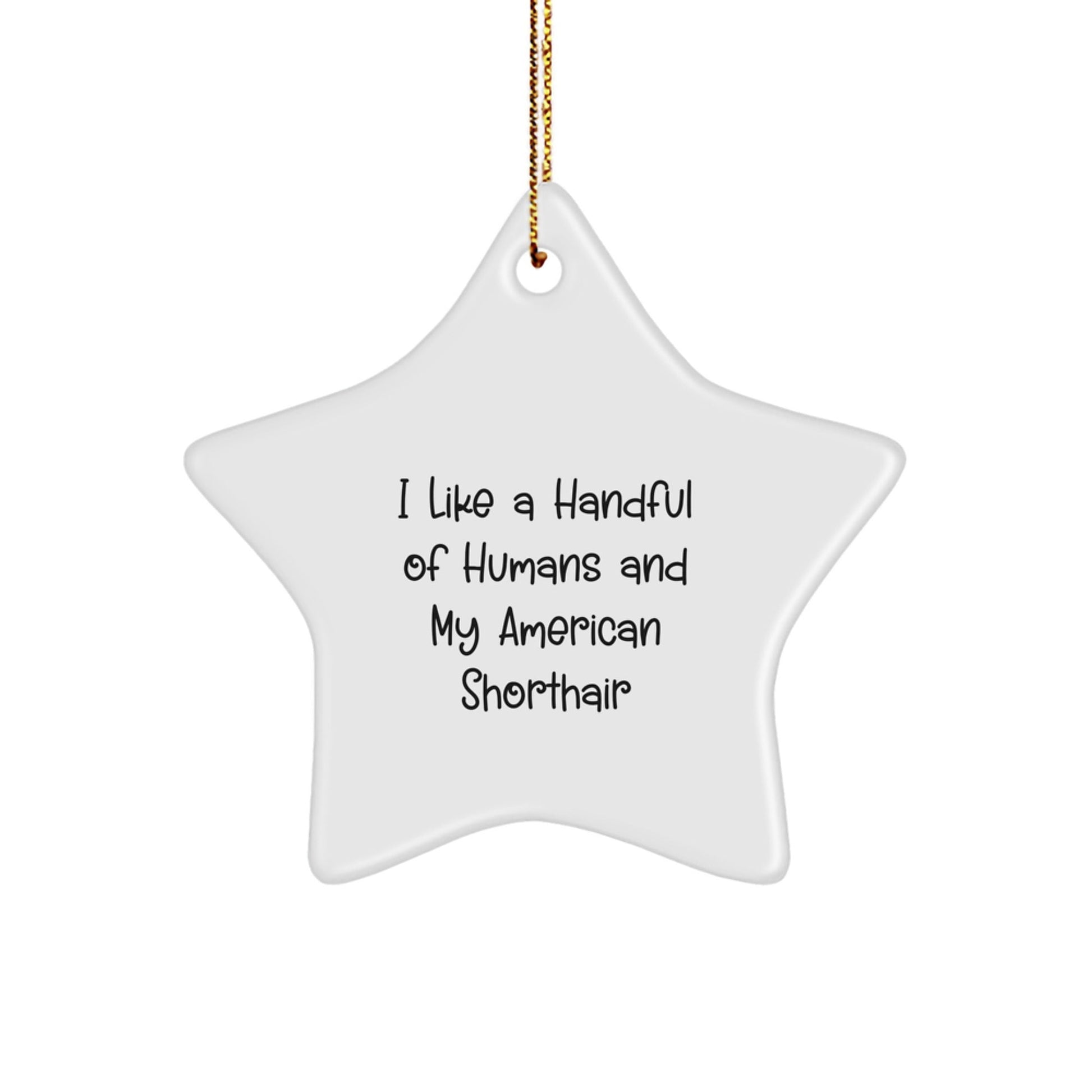 American Shorthair Cat Gifts from Friends - Funny Star Ornament, I Like A Handful Of Humans And My American Shorthair, Christmas Unique Gifts for American Shorthair Cat Lovers - Victory Thru Vision