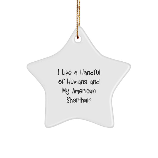 American Shorthair Cat Gifts from Friends - Funny Star Ornament, I Like A Handful Of Humans And My American Shorthair, Christmas Unique Gifts for American Shorthair Cat Lovers - Victory Thru Vision