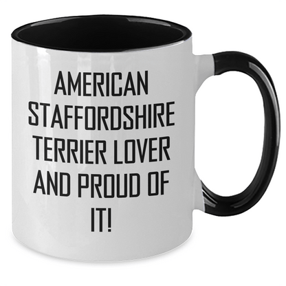 American Staffordshire Terrier Dog Lover Gifts from Men to Friends - Funny Quote Two Tone Coffee Mug for Dad, Father's Day Unique Gifts - Victory Thru Vision 