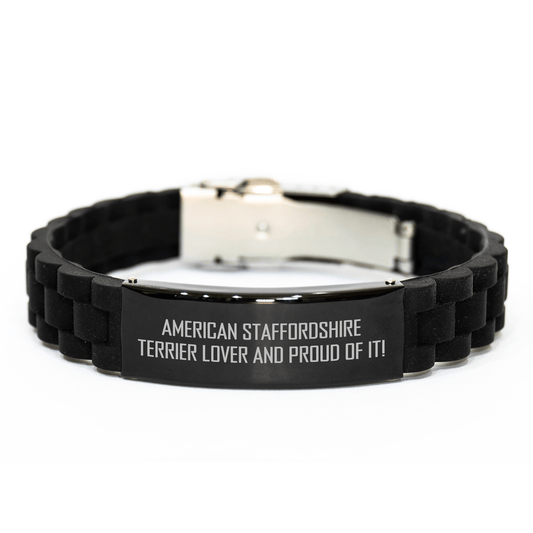 American Staffordshire Terrier Dog Lovers' Funny Gift, Glide lock Clasp Bracelet for Men, Gifts from Family, Unique Father's Day Unique Gifts for Him - Victory Thru Vision 