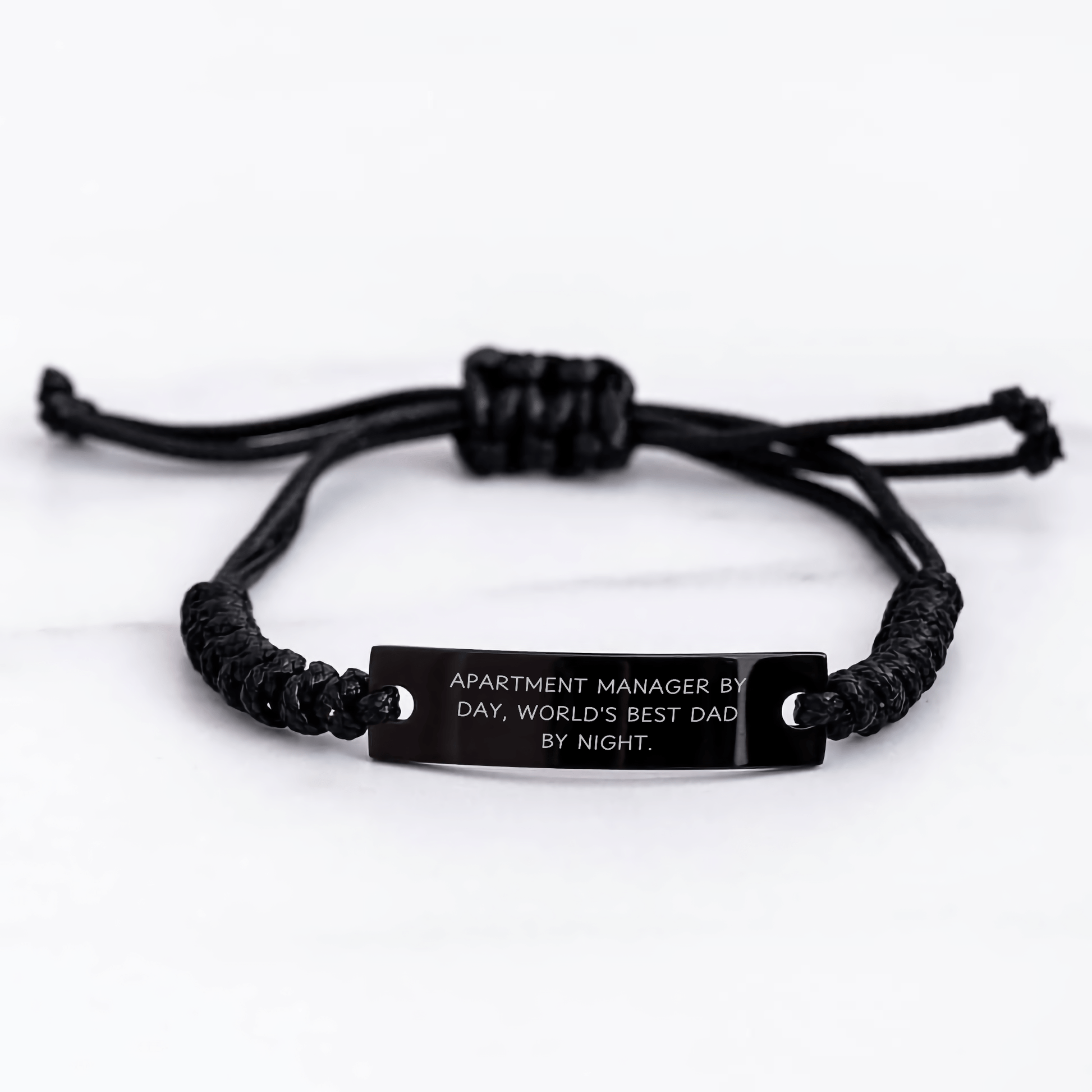 Apartment Manager Gifts by Day, World's Best Dad By Night Rope Bracelet for Graduation, Funny Quote Gifts from Men to Apartment Managers - Victory Thru Vision